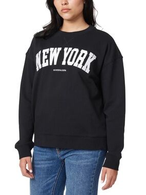Scotch & Soda French Terry New York Crewneck Black White